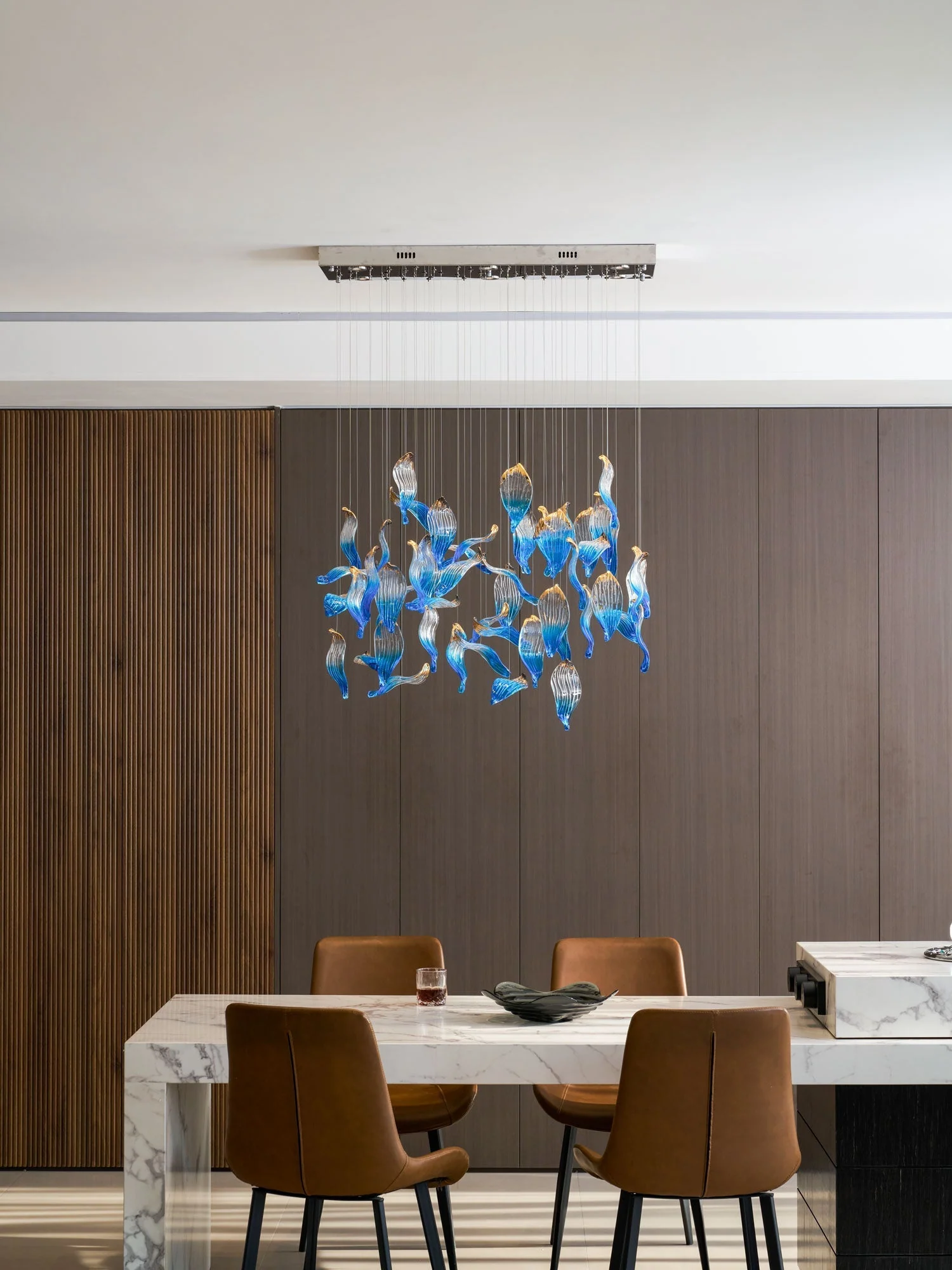 Galaxy Ocean Drift Blown Glass Crystal Spiral Chandelier - Image 38