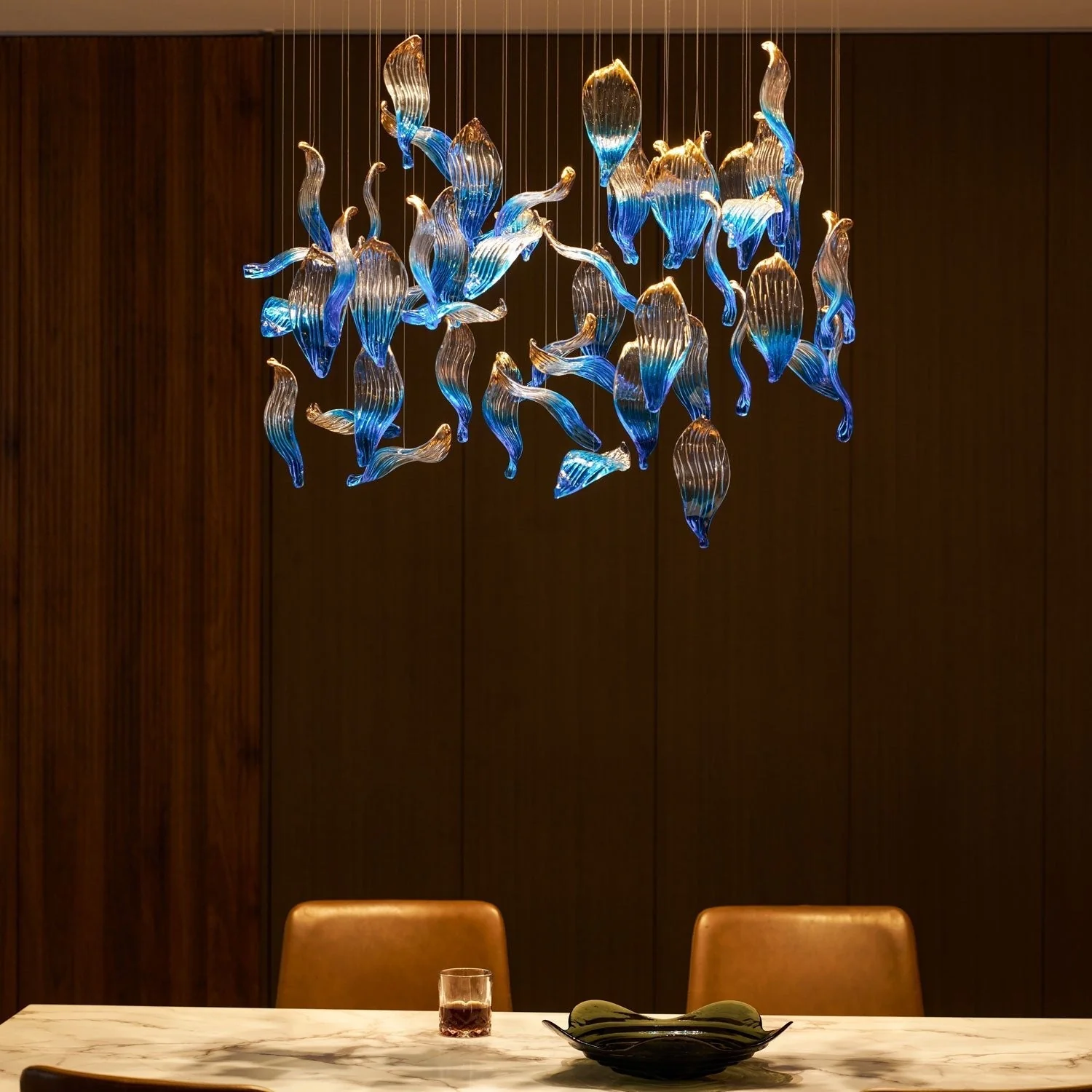 Galaxy Ocean Drift Blown Glass Crystal Spiral Chandelier - Image 40