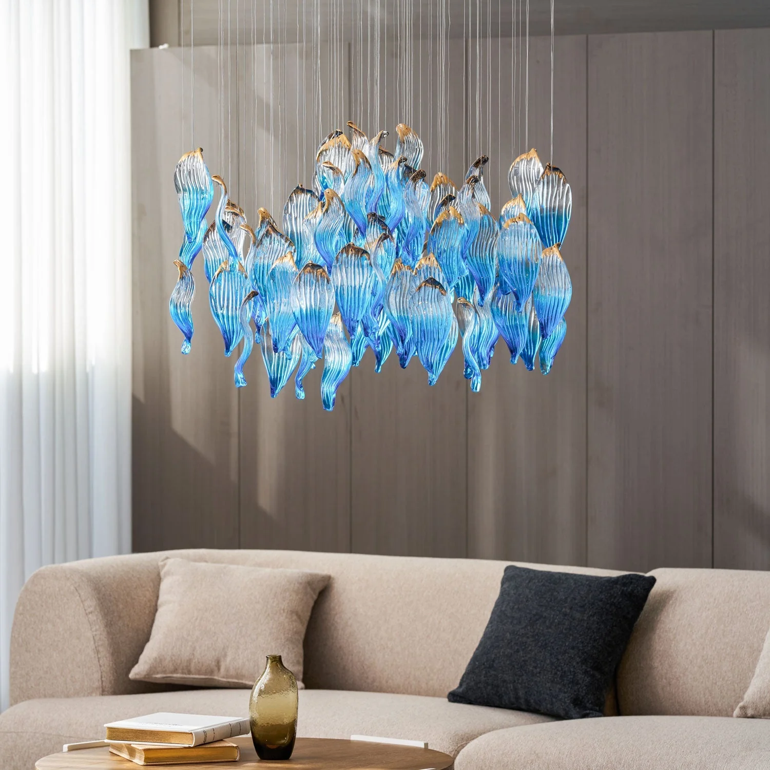 Galaxy Ocean Drift Blown Glass Crystal Spiral Chandelier - Image 5