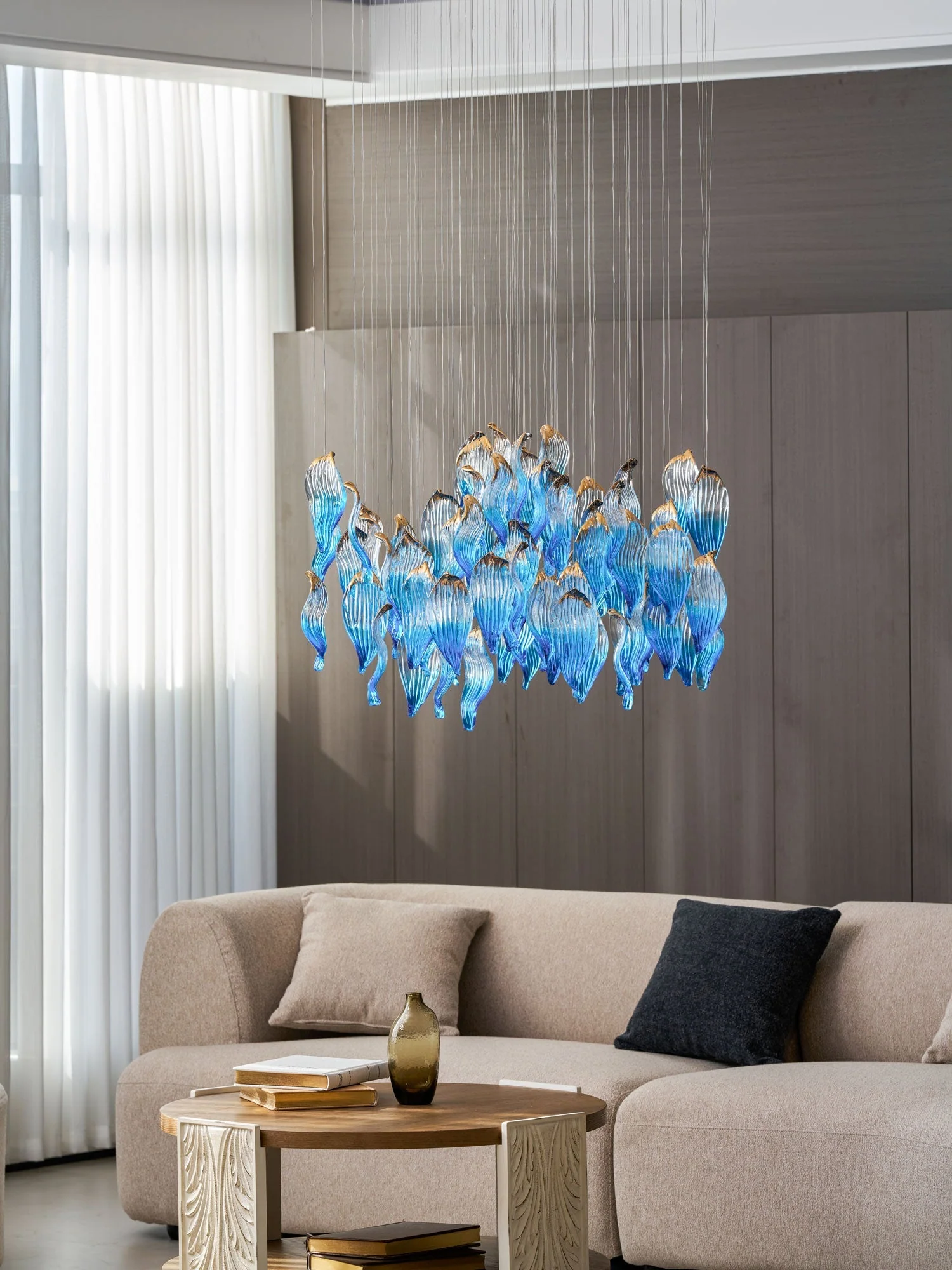Galaxy Ocean Drift Blown Glass Crystal Spiral Chandelier - Image 6