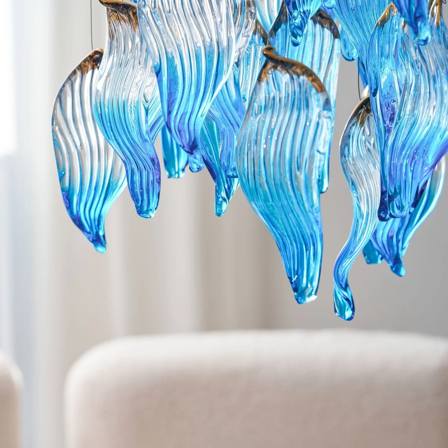 Galaxy Ocean Drift Blown Glass Crystal Spiral Chandelier - Image 7