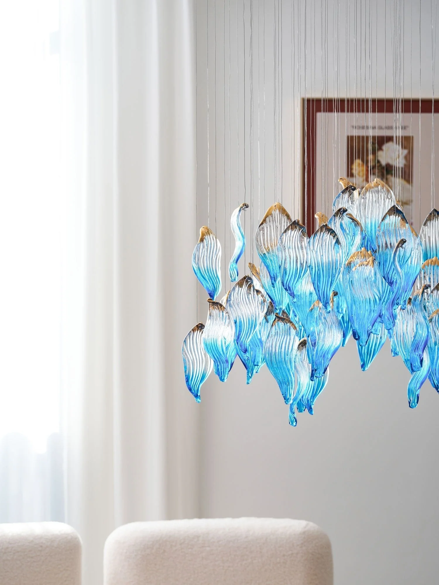 Galaxy Ocean Drift Blown Glass Crystal Spiral Chandelier - Image 8