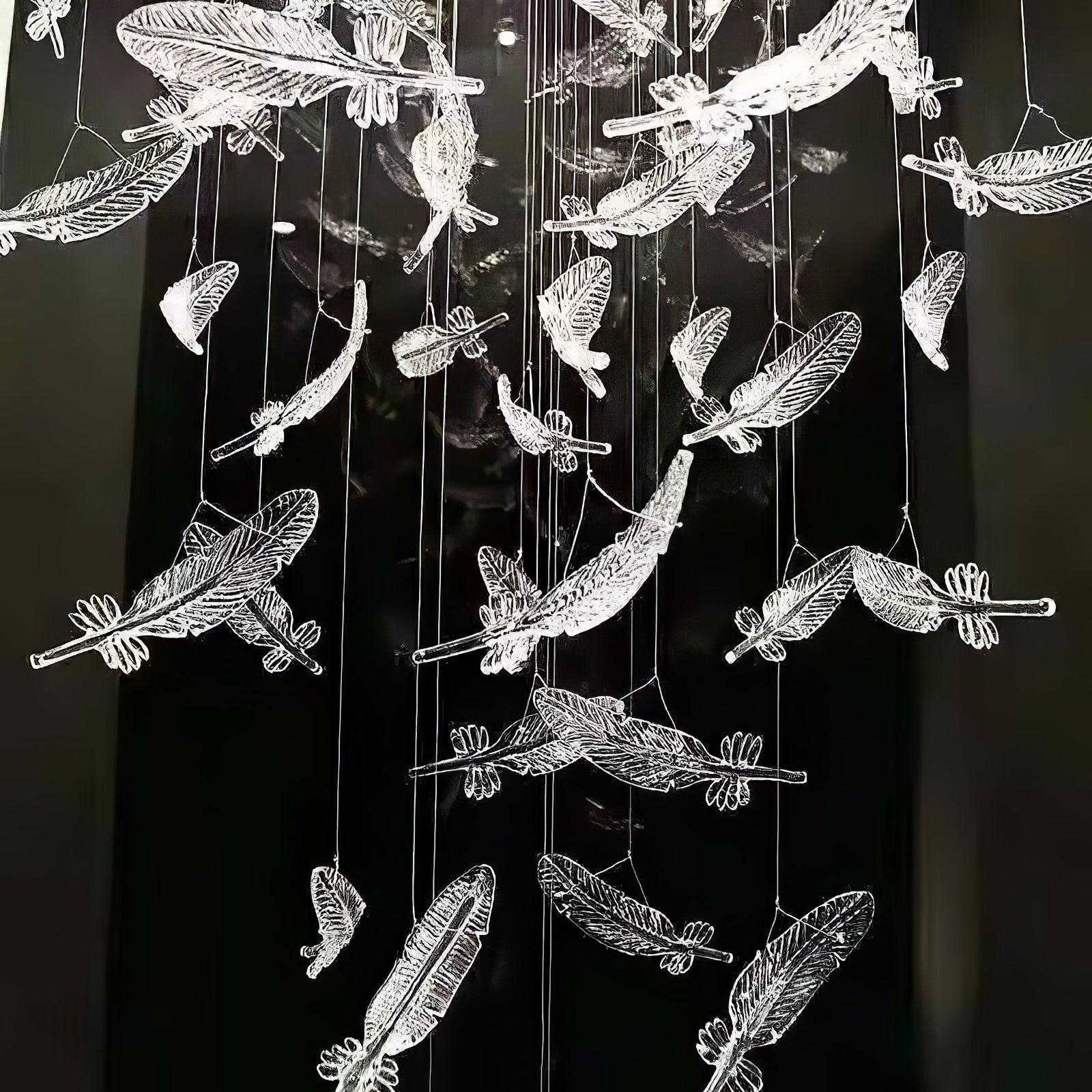 Odette Glass Feathers Chandelier,  Customized Modern Chandelier For Lobby,Hallway,Staircase - Image 15