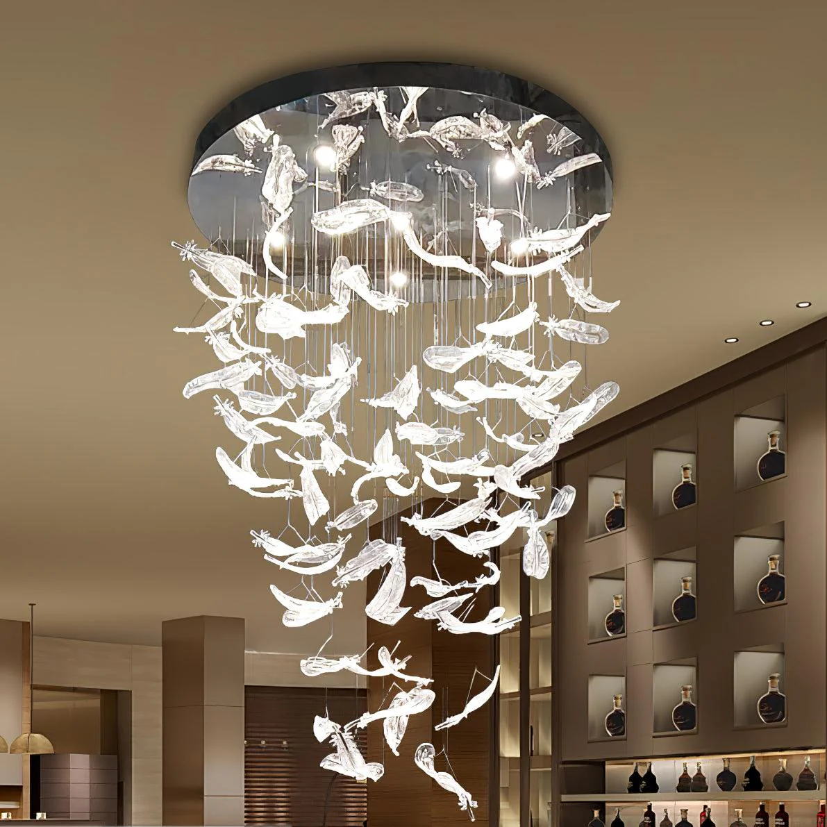 Odette Glass Feathers Chandelier,  Customized Modern Chandelier For Lobby,Hallway,Staircase - Image 18
