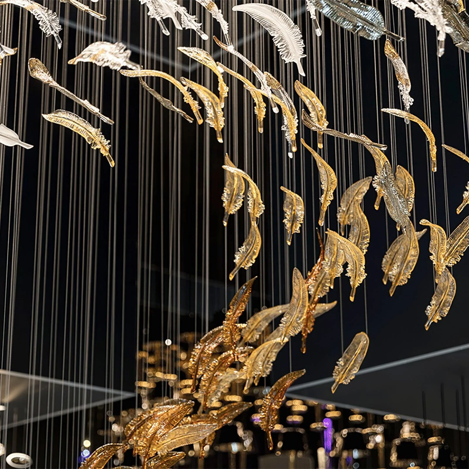 Odette Glass Feathers Chandelier,  Customized Modern Chandelier For Lobby,Hallway,Staircase - Image 24