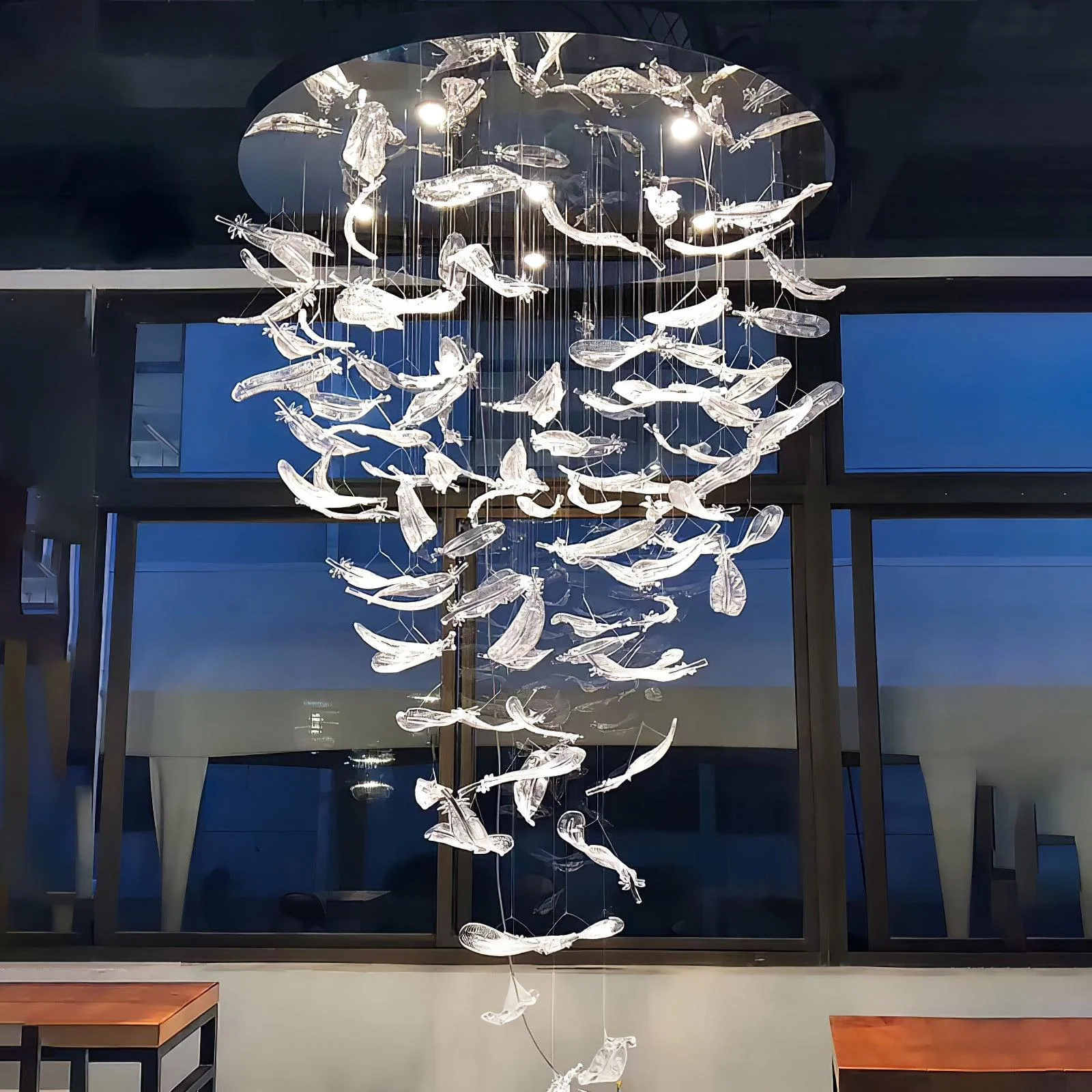 Odette Glass Feathers Chandelier,  Customized Modern Chandelier For Lobby,Hallway,Staircase - Image 26