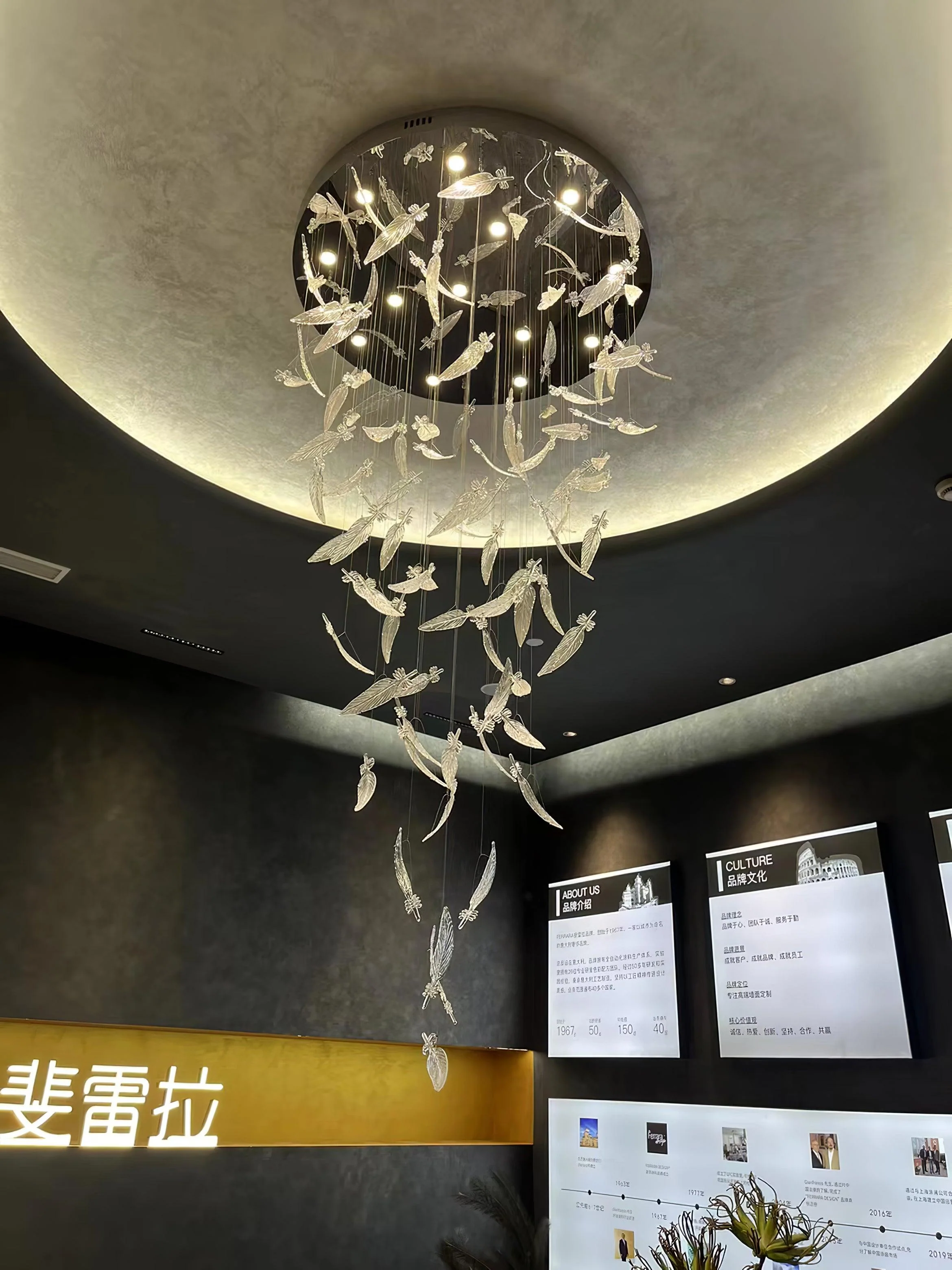 Odette Glass Feathers Chandelier,  Customized Modern Chandelier For Lobby,Hallway,Staircase - Image 28