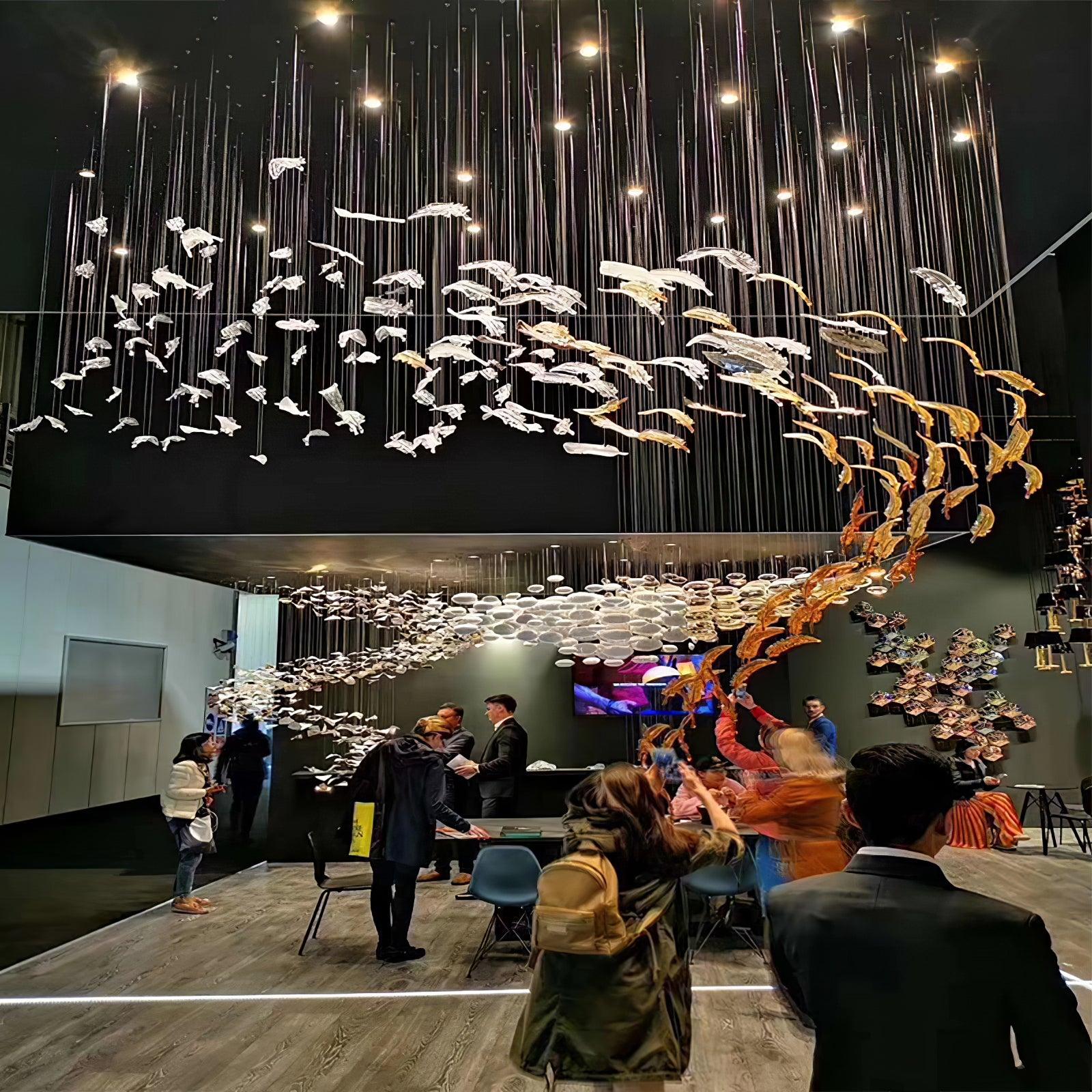 Odette Glass Feathers Chandelier,  Customized Modern Chandelier For Lobby,Hallway,Staircase - Image 3