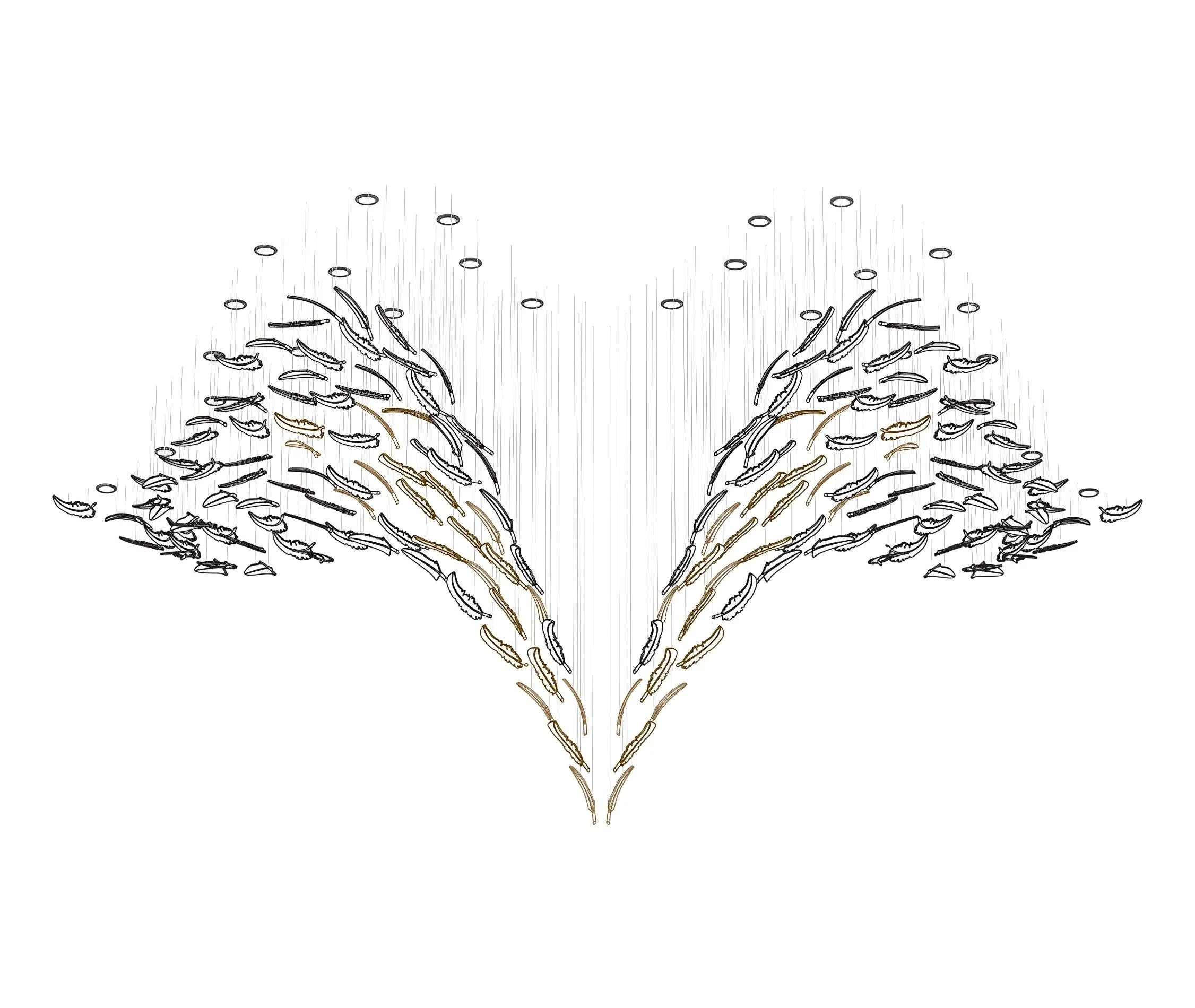 Odette Glass Feathers Chandelier,  Customized Modern Chandelier For Lobby,Hallway,Staircase - Image 31