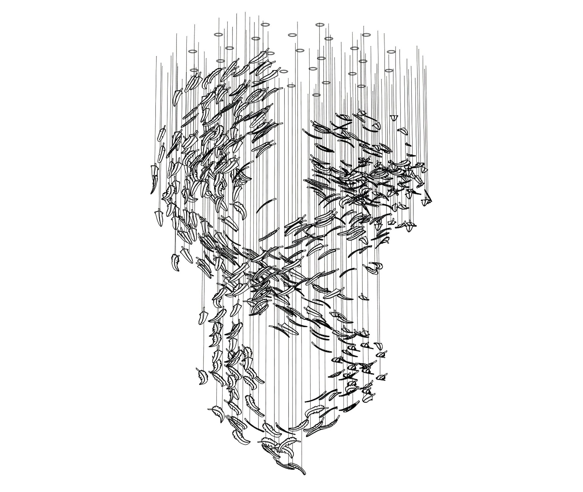 Odette Glass Feathers Chandelier,  Customized Modern Chandelier For Lobby,Hallway,Staircase - Image 32