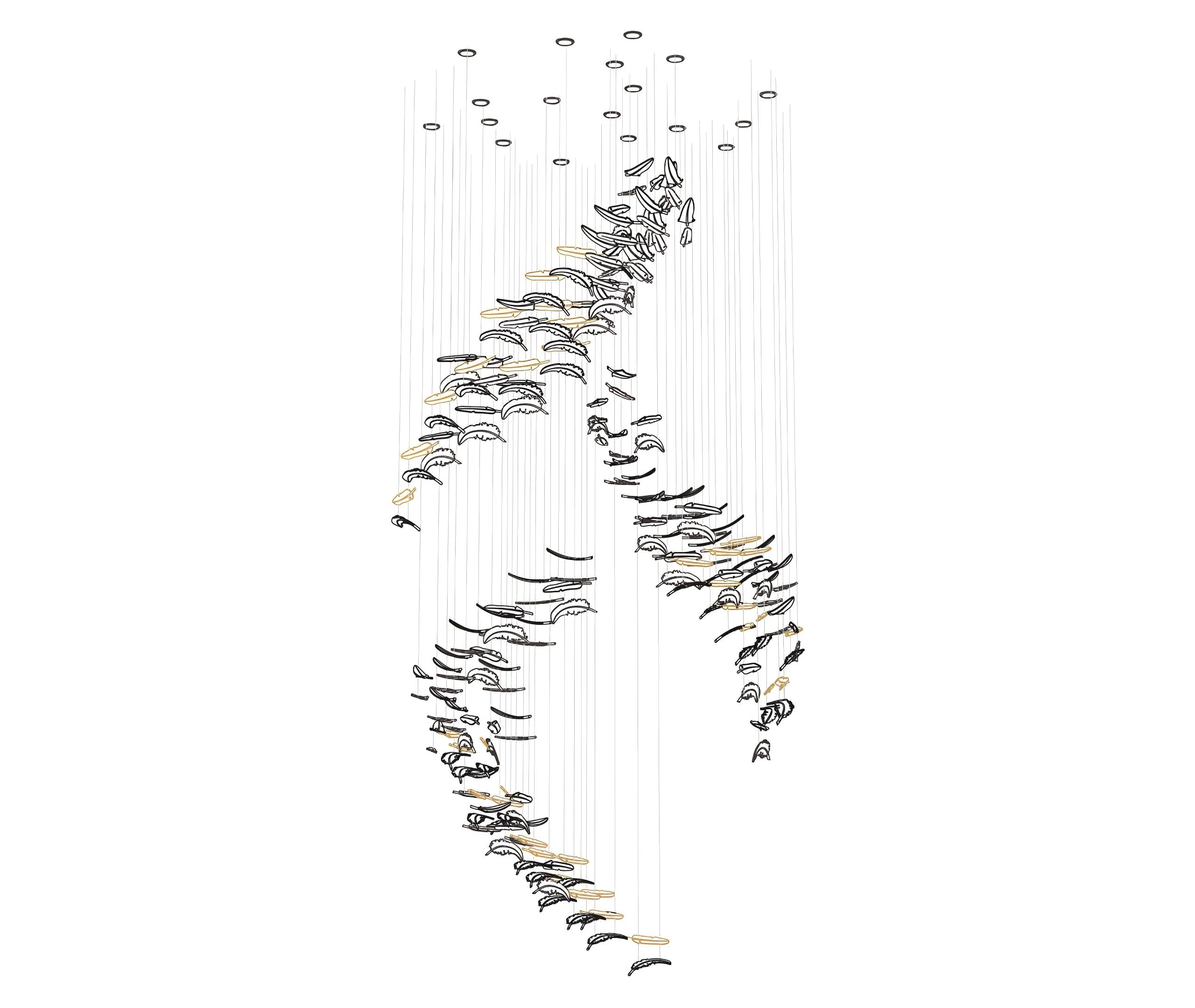 Odette Glass Feathers Chandelier,  Customized Modern Chandelier For Lobby,Hallway,Staircase - Image 36