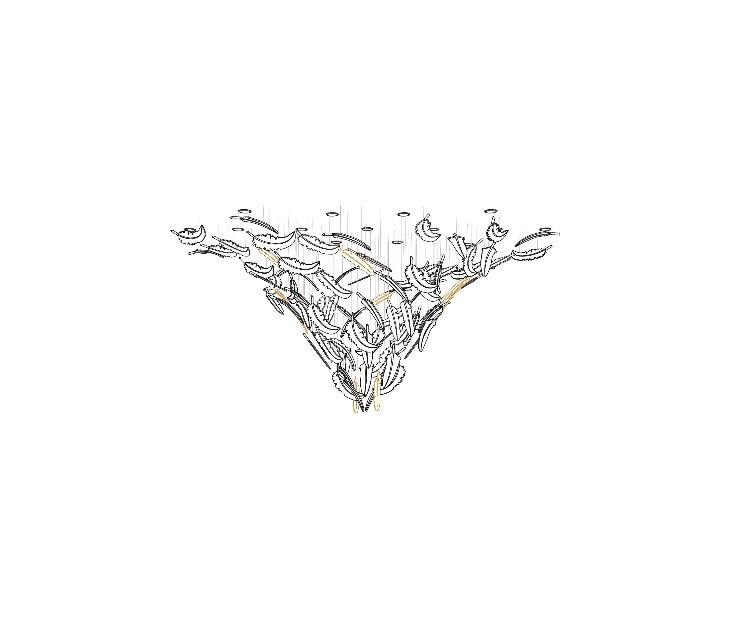 Odette Glass Feathers Chandelier,  Customized Modern Chandelier For Lobby,Hallway,Staircase - Image 37