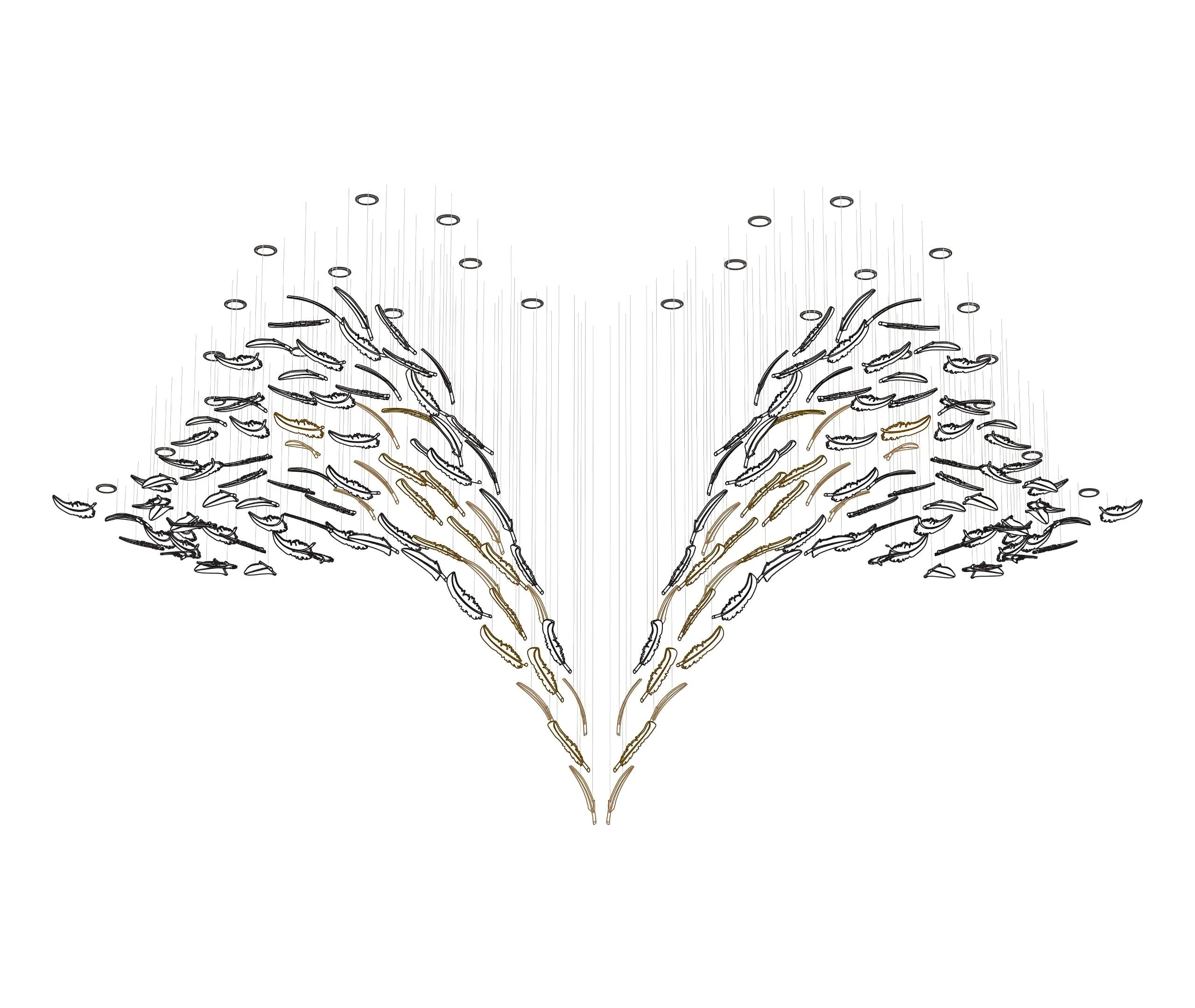 Odette Glass Feathers Chandelier,  Customized Modern Chandelier For Lobby,Hallway,Staircase - Image 42