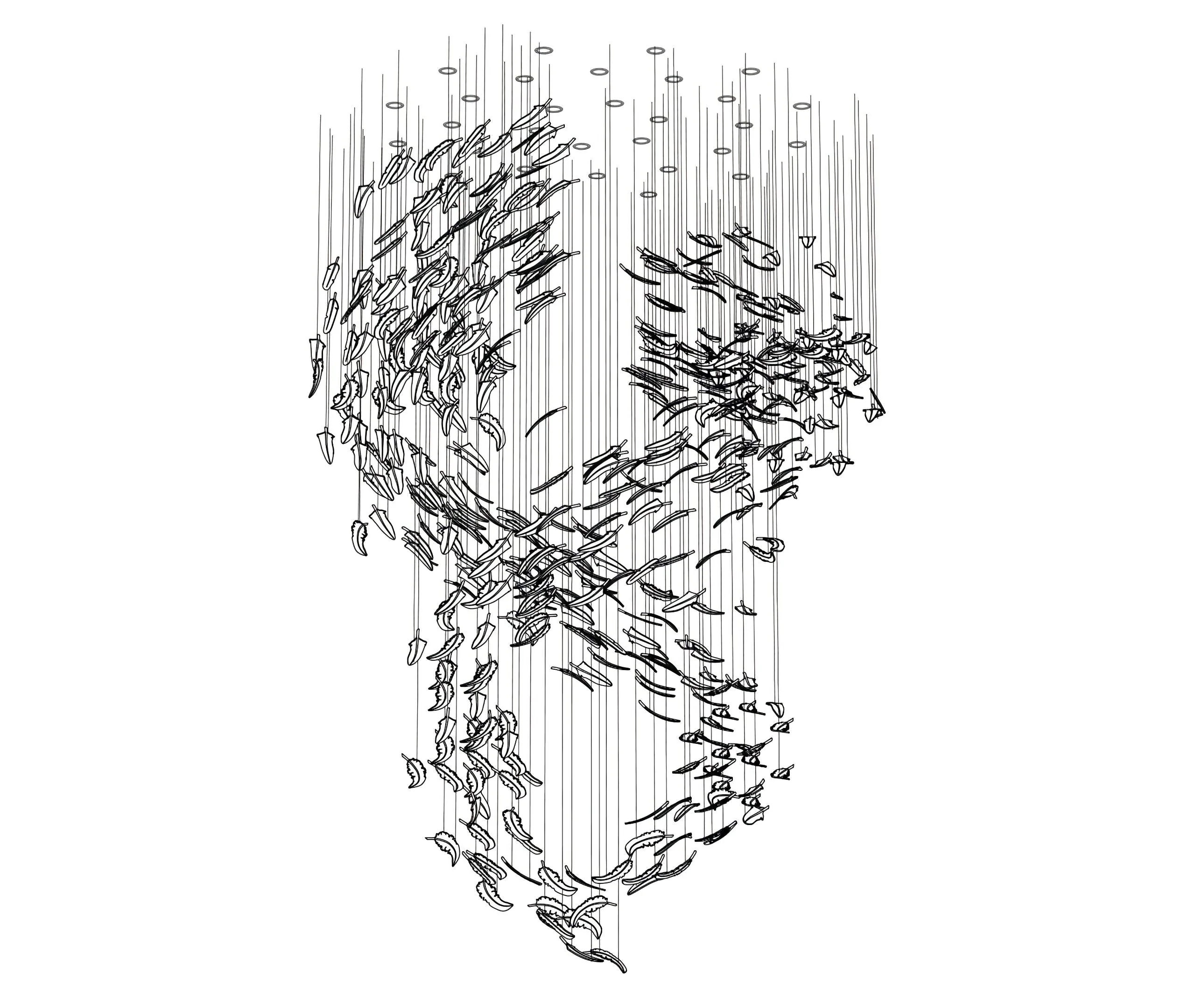 Odette Glass Feathers Chandelier,  Customized Modern Chandelier For Lobby,Hallway,Staircase - Image 44
