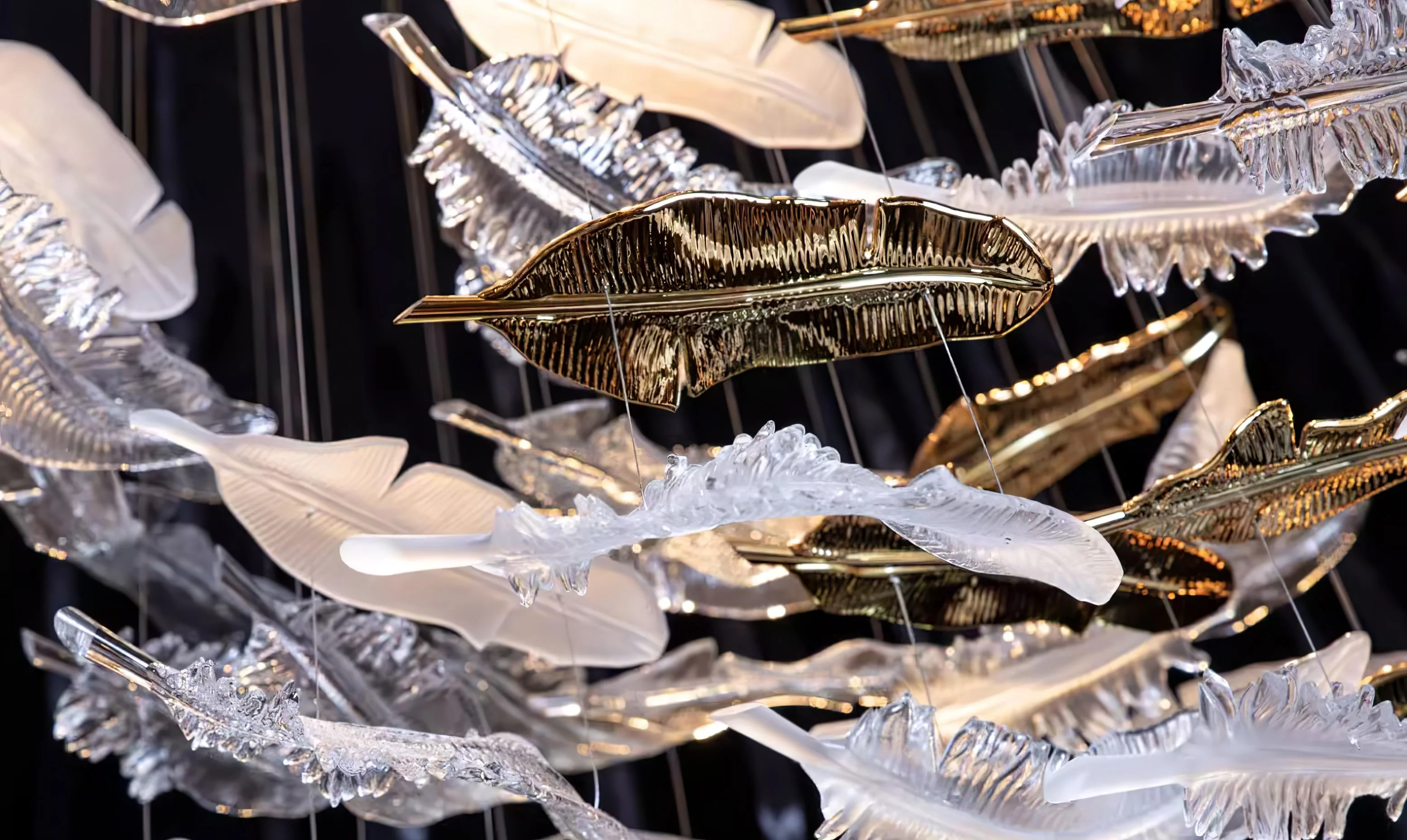 Odette Glass Feathers Chandelier,  Customized Modern Chandelier For Lobby,Hallway,Staircase - Image 46