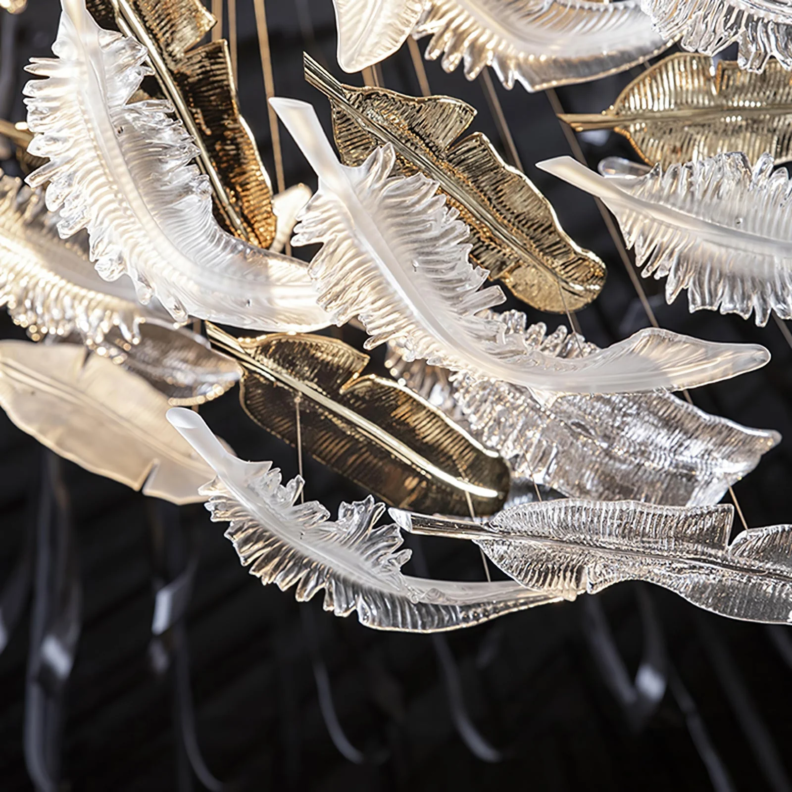 Odette Glass Feathers Chandelier,  Customized Modern Chandelier For Lobby,Hallway,Staircase - Image 50