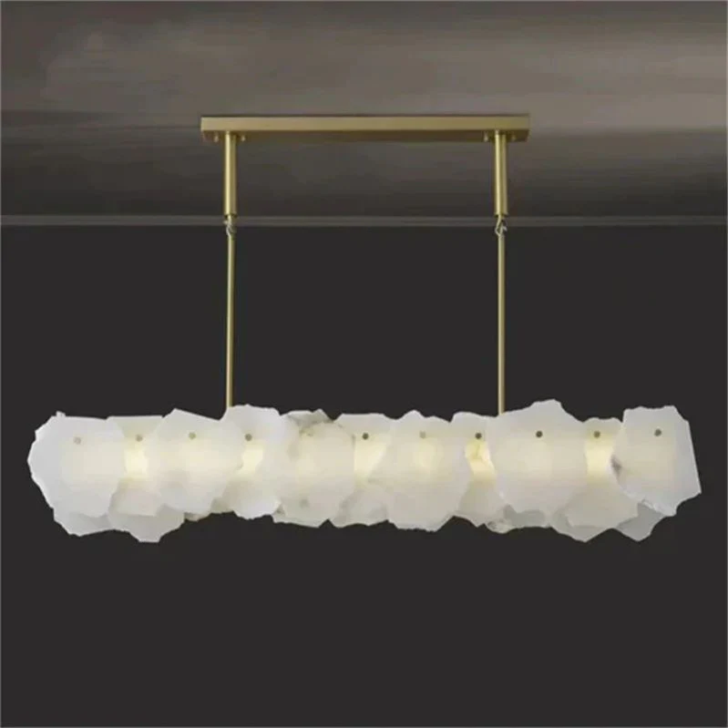 Alabaster Oval Chandelier with Rod, Dining Room Chandelier - Image 2