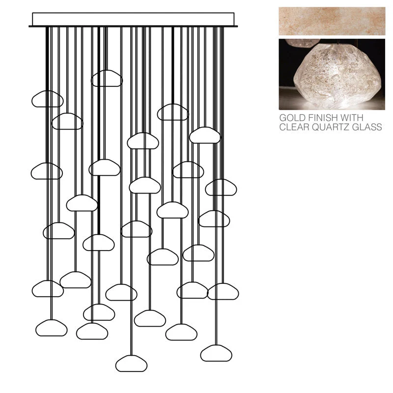 Vitrina Natural Quartz Stone Drop 30-Light Chandelier - Image 5