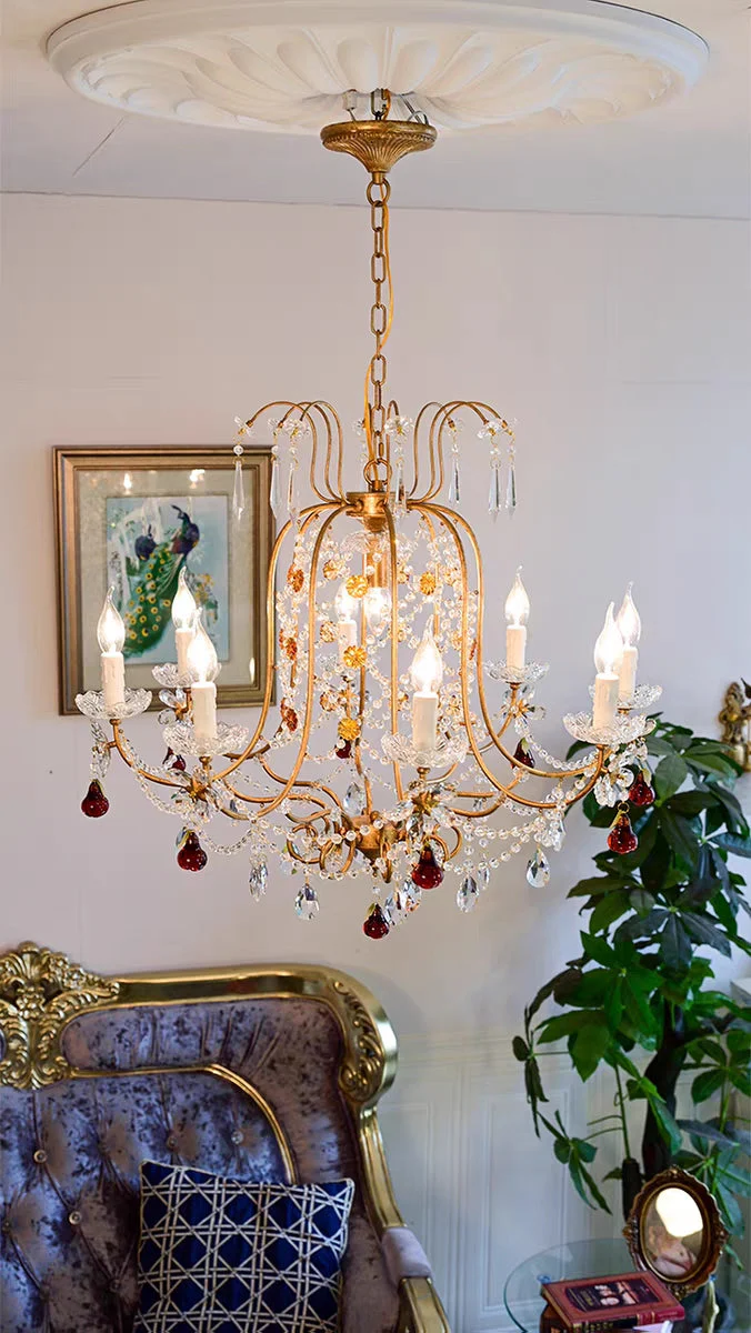 Ornate French Antique Crystal Ceiling Chandelier - Image 4