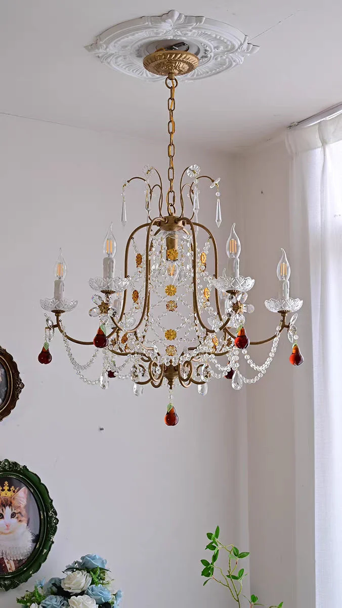 Ornate French Antique Crystal Ceiling Chandelier - Image 5