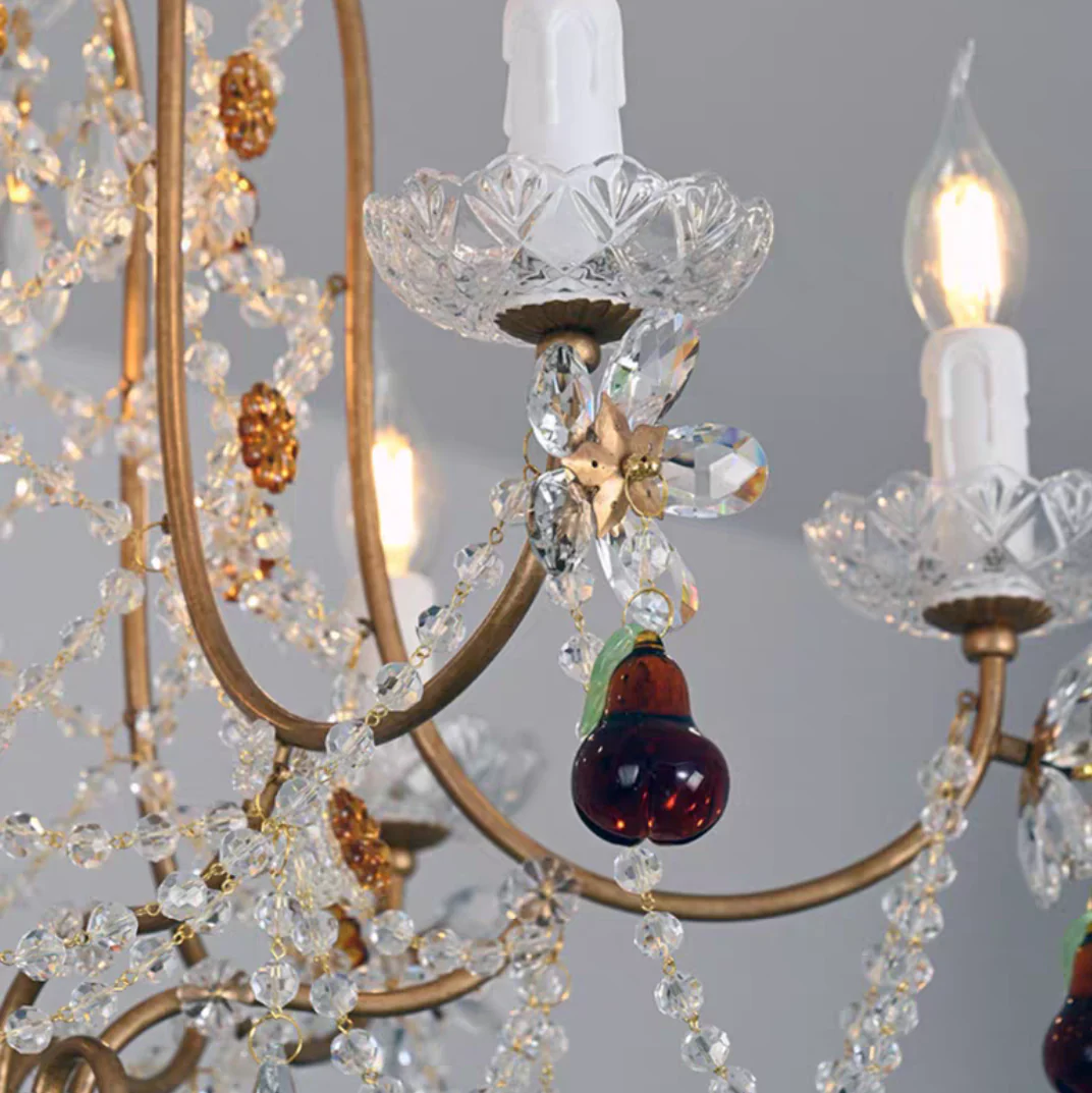 Ornate French Antique Crystal Ceiling Chandelier - Image 8