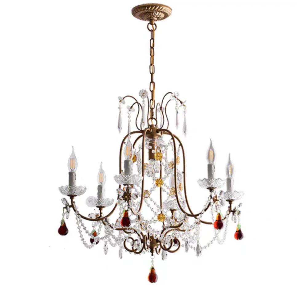 Ornate French Antique Crystal Ceiling Chandelier - Image 9