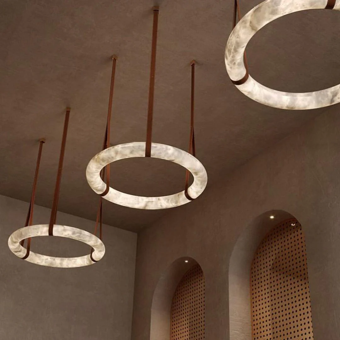 Oslo Pendant Alabaster Chandelier, Halo Ring Chandelier - Image 10