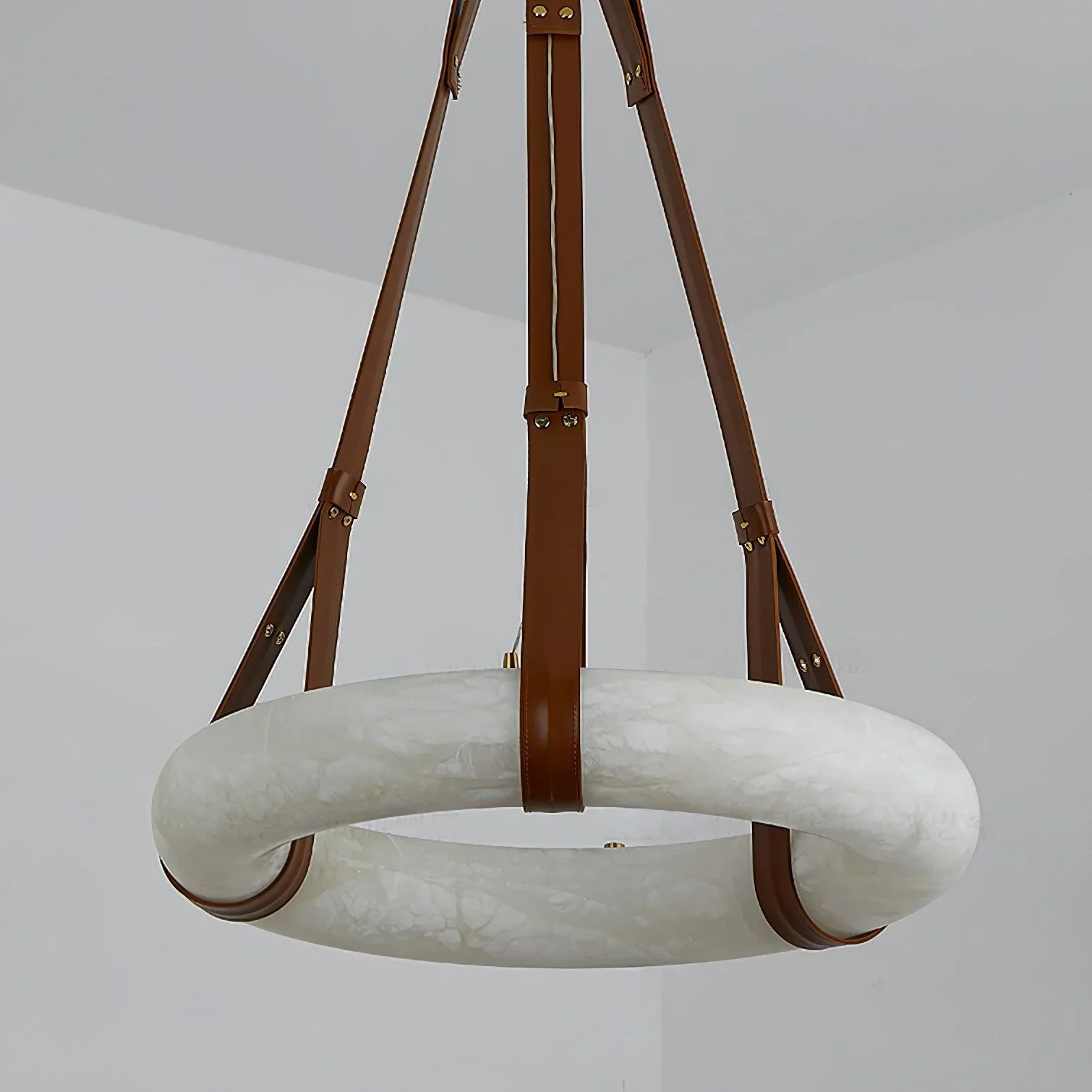 Oslo Pendant Alabaster Chandelier, Halo Ring Chandelier - Image 14