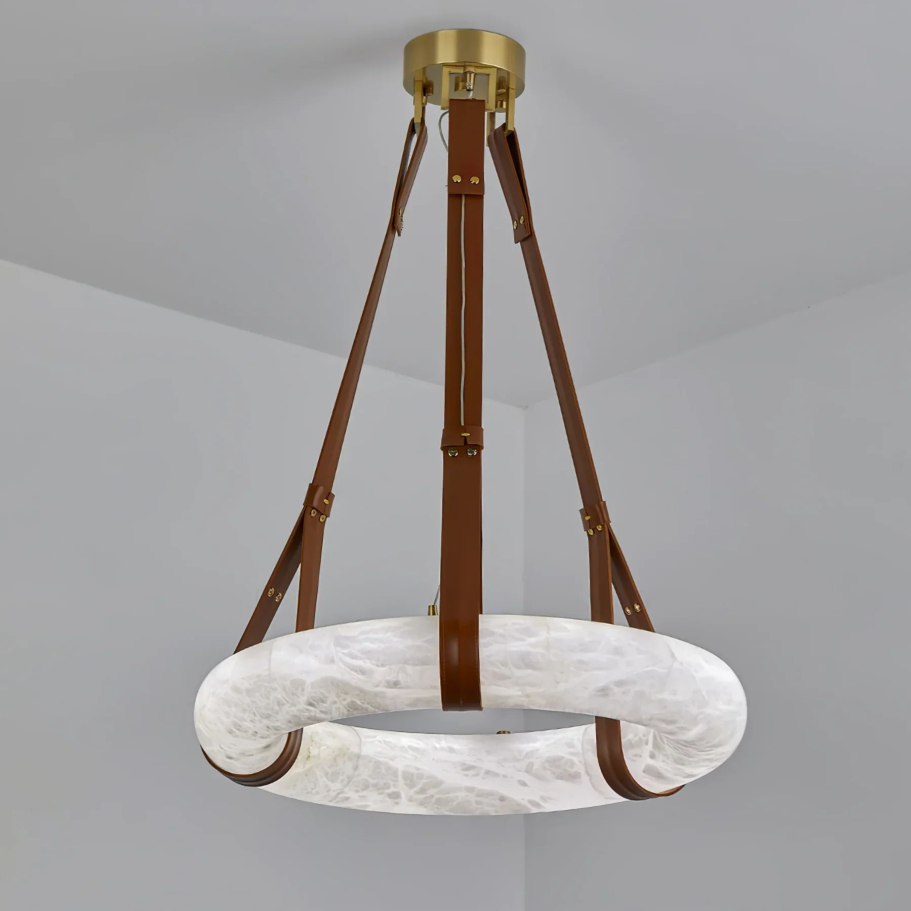 Oslo Pendant Alabaster Chandelier, Halo Ring Chandelier - Image 15