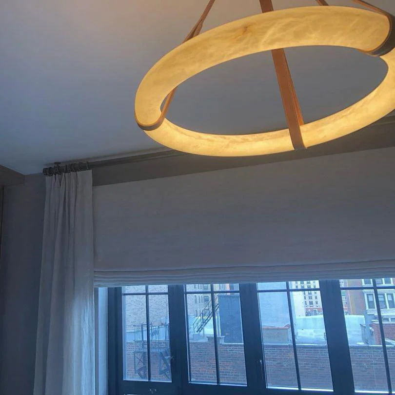 Oslo Pendant Alabaster Chandelier, Halo Ring Chandelier - Image 9