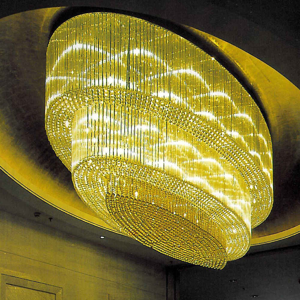 Oval flush mounted crystal chandelier - Image 2
