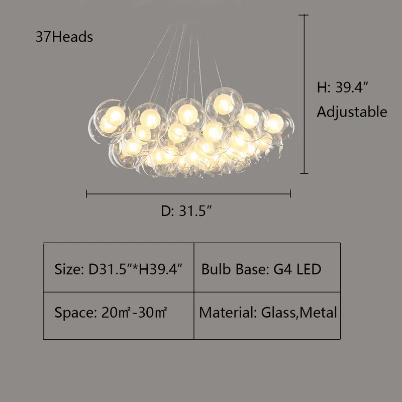 Oversize Modern Glass Ball Bubble Light Art Chandelier for Living/Dining Room/Clothing Store - Image 12
