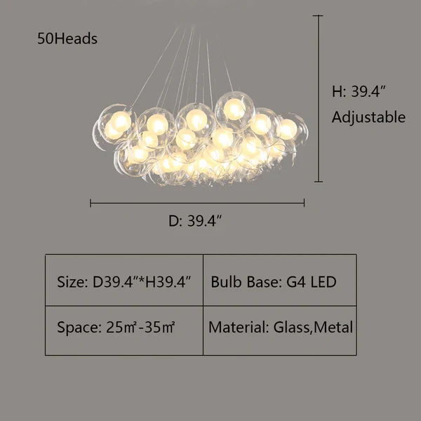 Oversize Modern Glass Ball Bubble Light Art Chandelier for Living/Dining Room/Clothing Store - Image 13