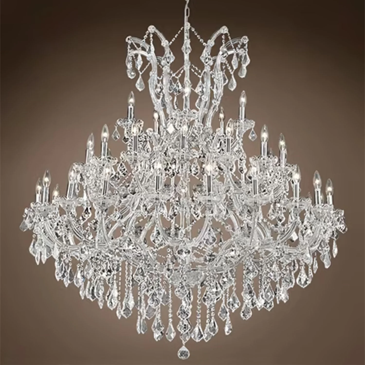 Oversized European Chrome Classic Candle Branch Crystal Chandelier for 2-Story/Duplex Buildings - Image 2