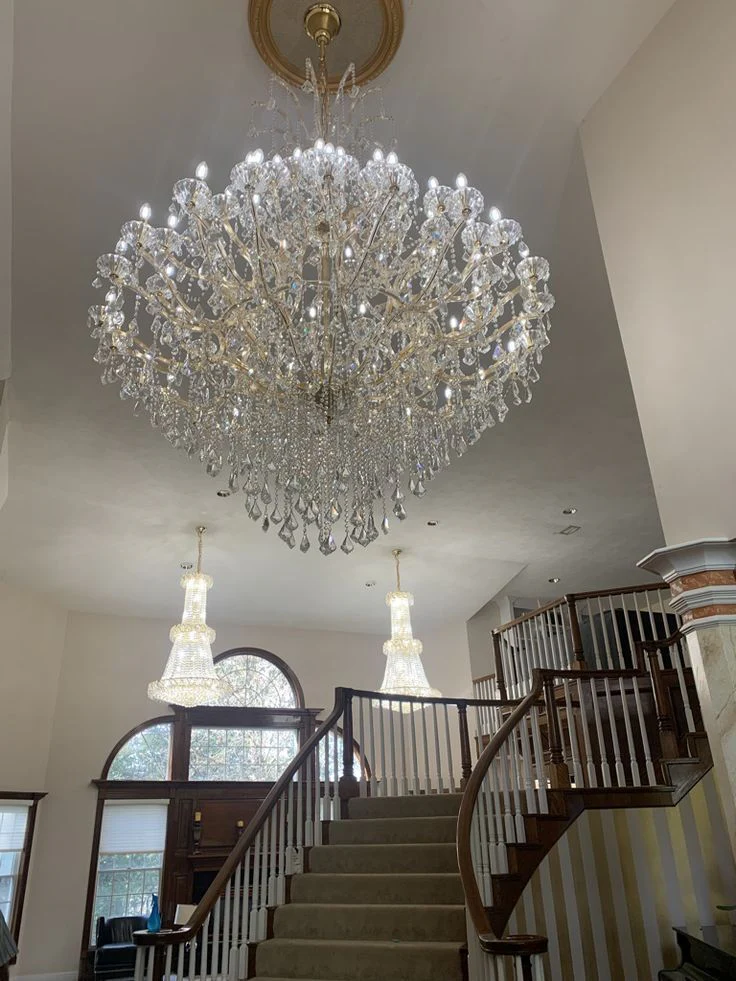 Oversized European Chrome Classic Candle Branch Crystal Chandelier for 2-Story/Duplex Buildings - Image 3