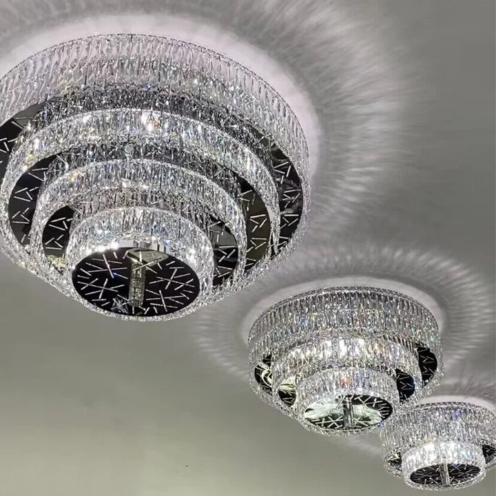 Oversized Modern Creative Flush Mount Round Multi-layers Crystal Pendant Chandelier for Living/Dining Room/Hallway - Image 2