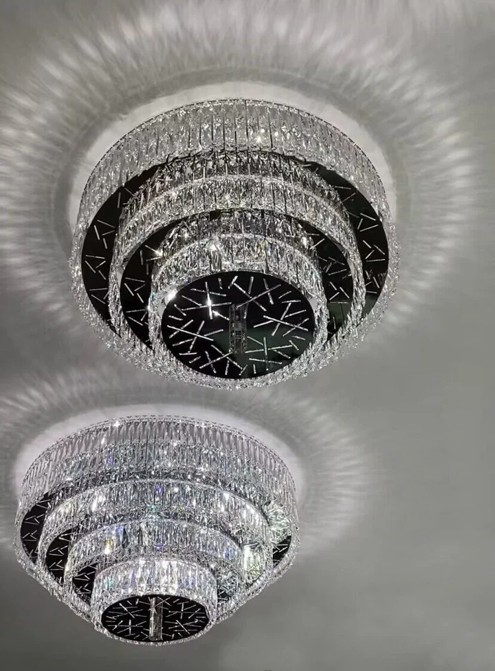 Oversized Modern Creative Flush Mount Round Multi-layers Crystal Pendant Chandelier for Living/Dining Room/Hallway - Image 3