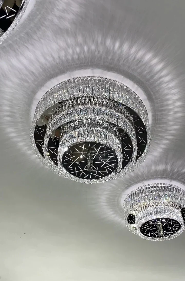 Oversized Modern Creative Flush Mount Round Multi-layers Crystal Pendant Chandelier for Living/Dining Room/Hallway - Image 4