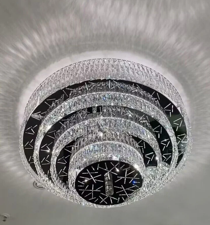 Oversized Modern Creative Flush Mount Round Multi-layers Crystal Pendant Chandelier for Living/Dining Room/Hallway - Image 5