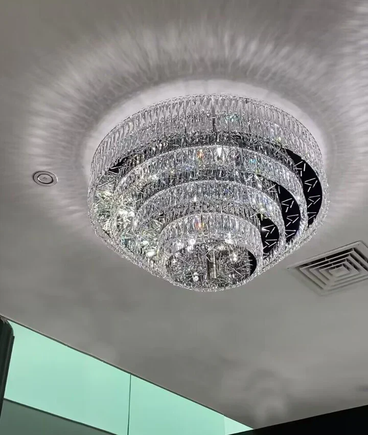 Oversized Modern Creative Flush Mount Round Multi-layers Crystal Pendant Chandelier for Living/Dining Room/Hallway - Image 7