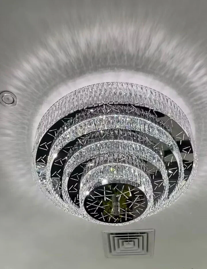 Oversized Modern Creative Flush Mount Round Multi-layers Crystal Pendant Chandelier for Living/Dining Room/Hallway - Image 8