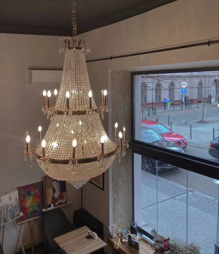 Oversized Luxury Double-layers Golden French Style Crystal Chandelier for Living/Dinning Room/Foyer/Hallway/Staircase - Image 2