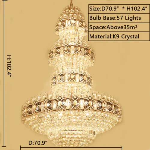 Oversized Luxury Multi-layers Gold Crystal Chandelier For High-ceiling Living Room/Foyer - Image 11
