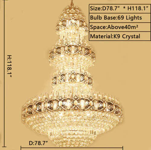 Oversized Luxury Multi-layers Gold Crystal Chandelier For High-ceiling Living Room/Foyer - Image 12