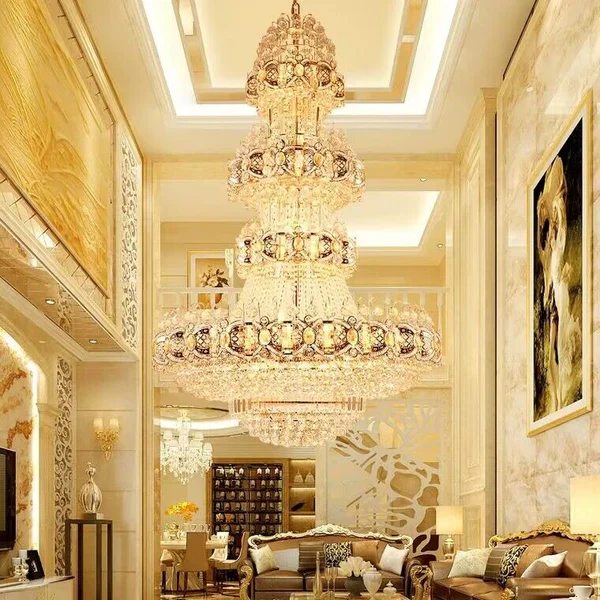 Oversized Luxury Multi-layers Gold Crystal Chandelier For High-ceiling Living Room/Foyer - Image 2