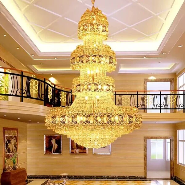 Oversized Luxury Multi-layers Gold Crystal Chandelier For High-ceiling Living Room/Foyer - Image 3