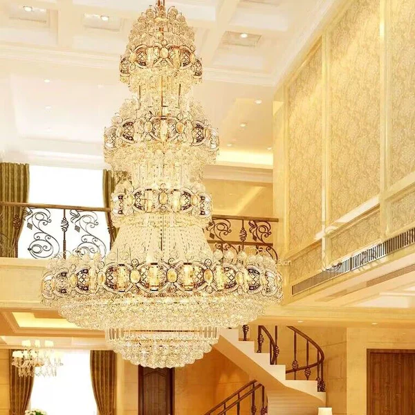 Oversized Luxury Multi-layers Gold Crystal Chandelier For High-ceiling Living Room/Foyer - Image 4