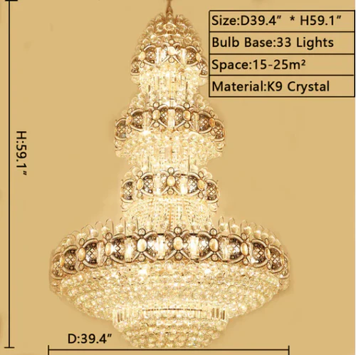 Oversized Luxury Multi-layers Gold Crystal Chandelier For High-ceiling Living Room/Foyer - Image 8