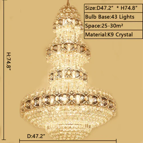 Oversized Luxury Multi-layers Gold Crystal Chandelier For High-ceiling Living Room/Foyer - Image 9