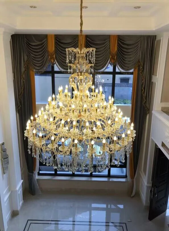 Oversized Luxury Traditional Gold/Chrome Candle Branch Crystal Chandelier for 2-story/Duplex Buildings - Image 11